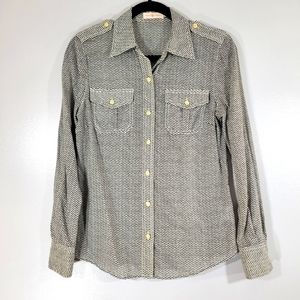 Tory Burch Black and White Button Down Shirt